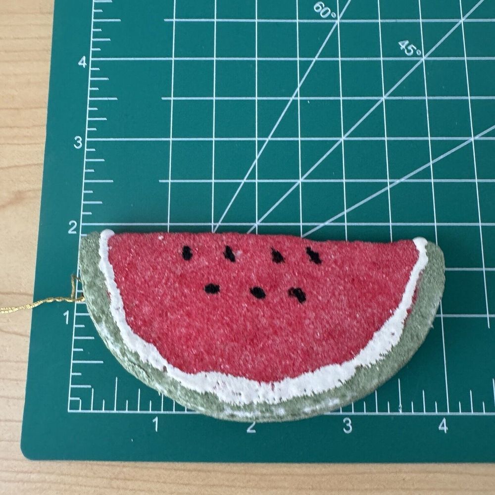 Vintage Handmade Watermelon Slice Ornaments Set of 8 Sugared Fruit Decor Cottage - Picture 7 of 9